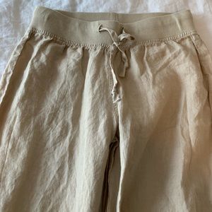 Khaki wide legged linen pant